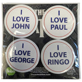 The Beatles Plastic Pin Badge - I Love 4 Pack Large