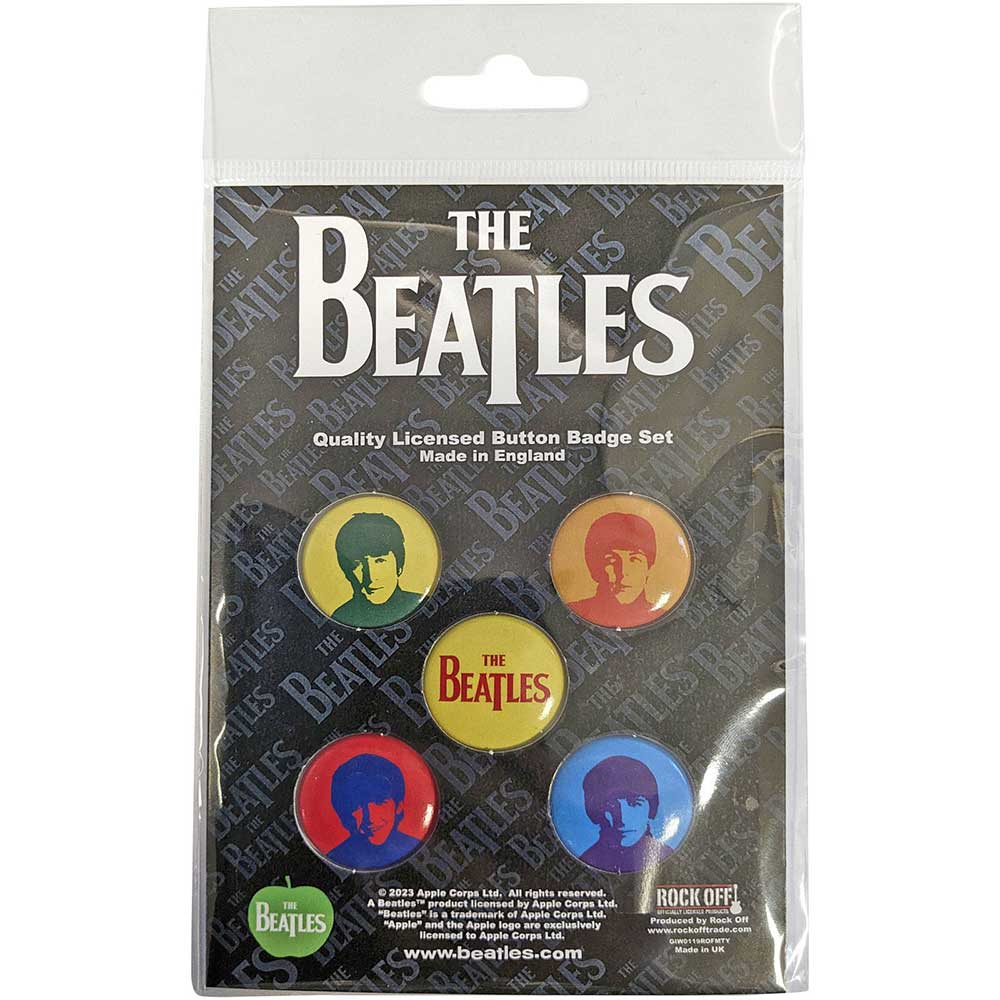 The Beatles Plastic Pin Badge - J,P,G&R Coloured