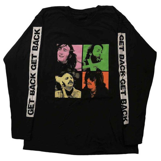 The Beatles Black Long Sleeve T Shirt - Get Back Studio Shots