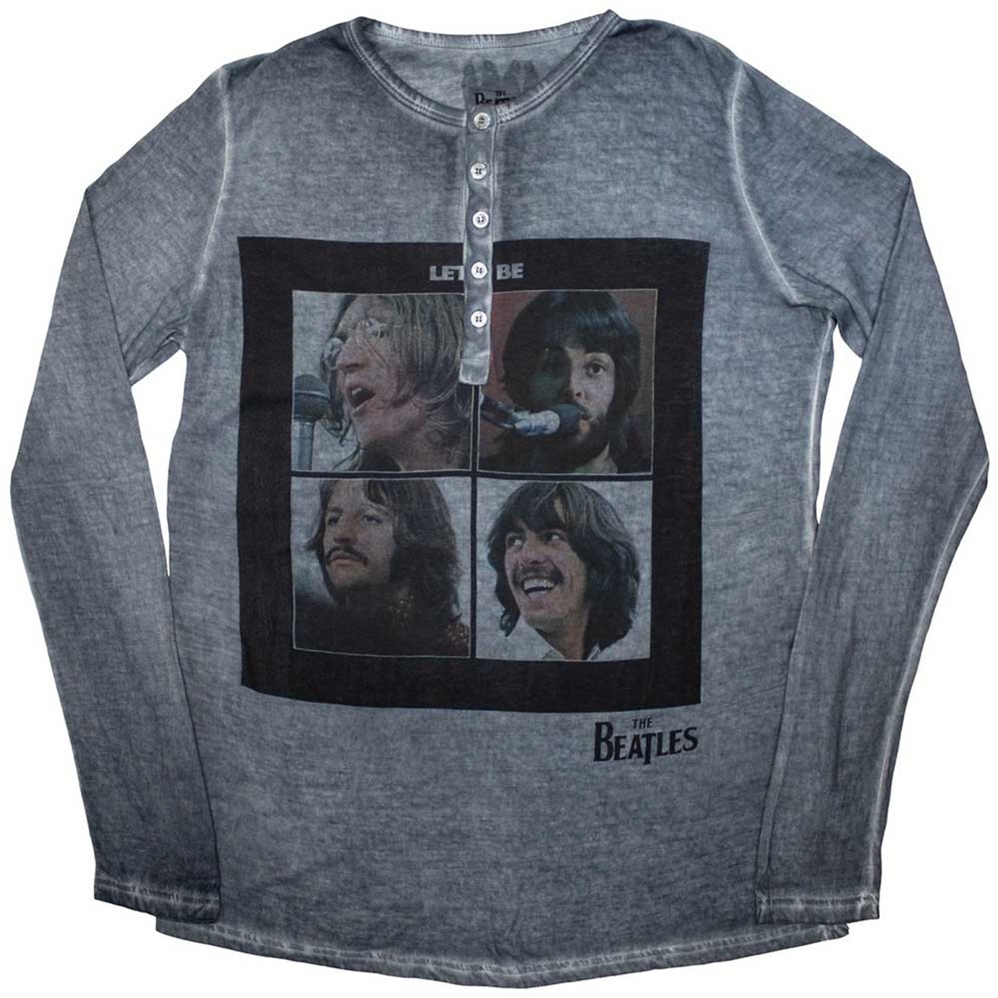 The Beatles Black Long Sleeve T Shirt - Let It Be Stone Wash