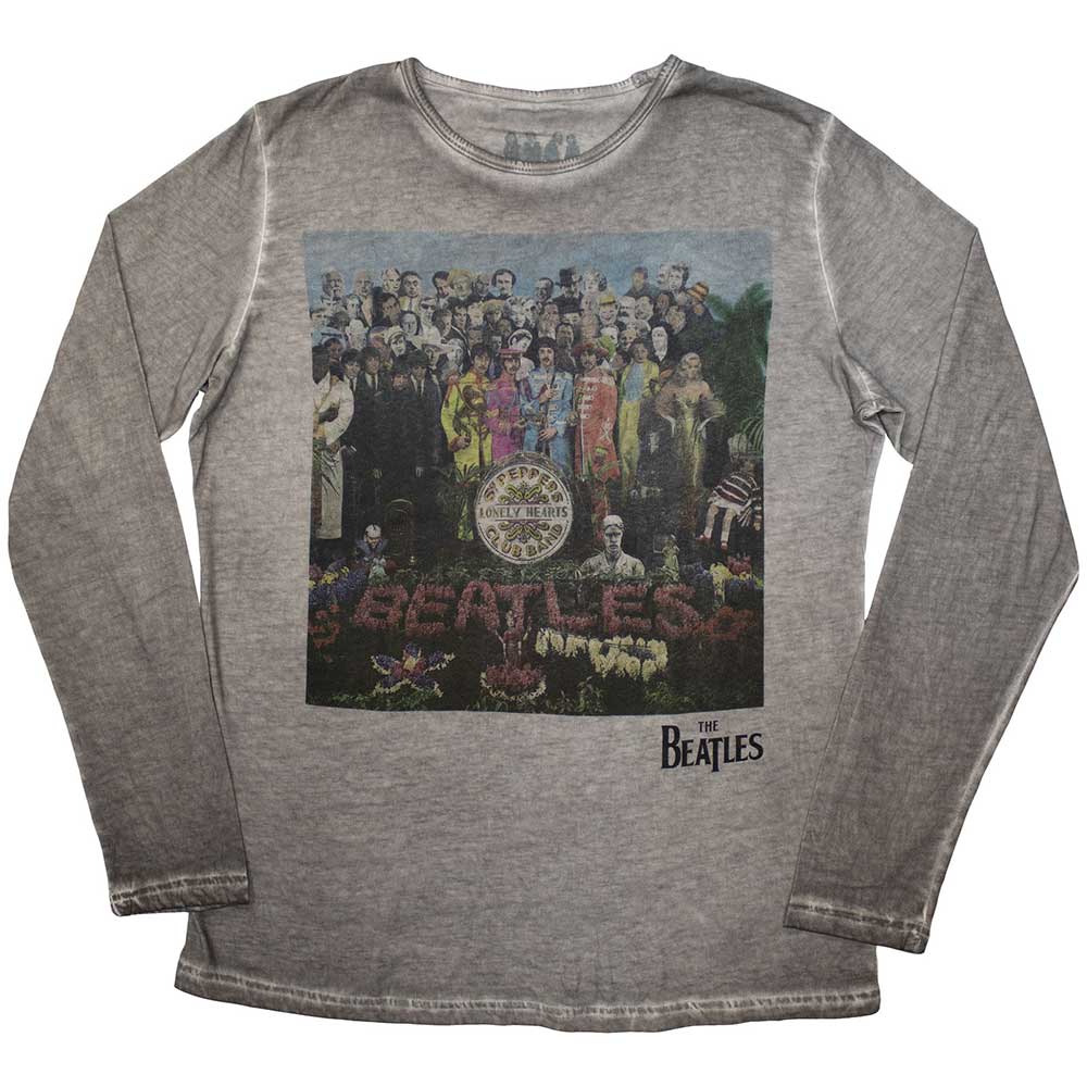 The Beatles Long Sleeve T Shirt - Sgt Pepper Stone Wash