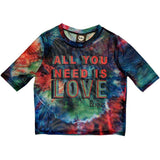 The Beatles Womens Mesh Short Sleeve Crop Top - All You Need Is Love