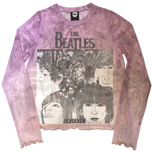 The Beatles Womens Mesh Long Sleeve Crop Top - Revolver