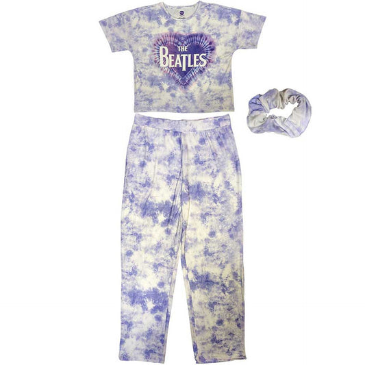 The Beatles White Women's Pyjamas - Heart & Drop T Logo