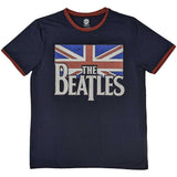 The Beatles T Shirt - Drop T Logo & Vintage Flag Ringer