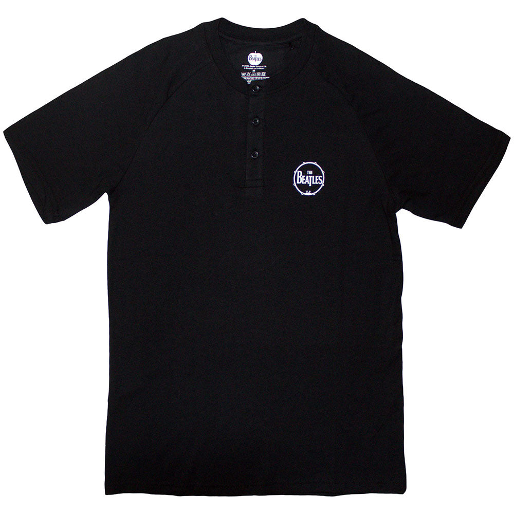 The Beatles Black T Shirt - Mini Drum Logo 3 Button