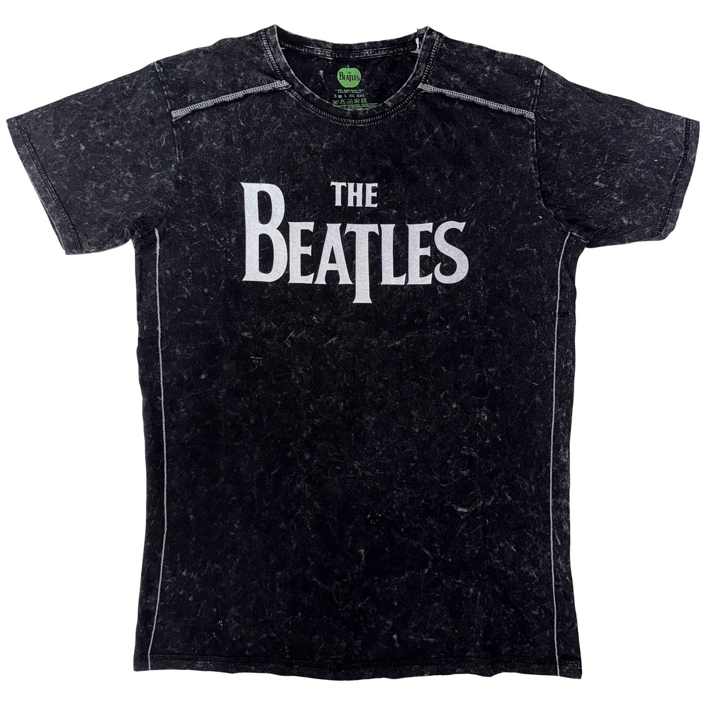 The Beatles Black T Shirt - Drop T Logo Snow Wash