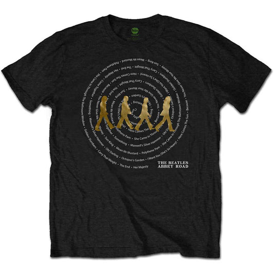 The Beatles Black T Shirt - Abbey Road Songs Swirl