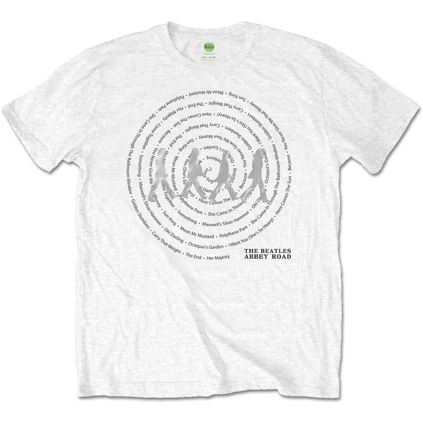 The Beatles White T Shirt - Abbey Road Songs Swirl