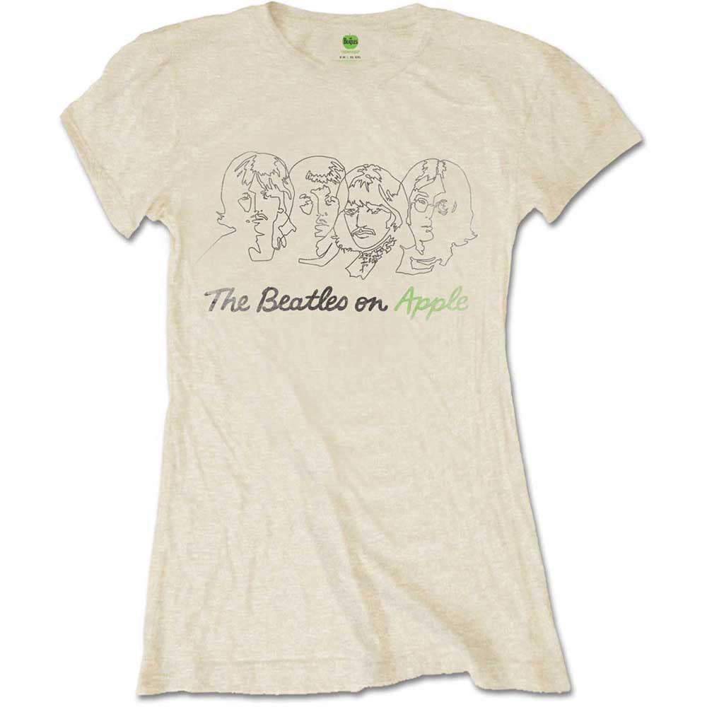 The Beatles Woman's T Shirt - Outline Faces On Apple