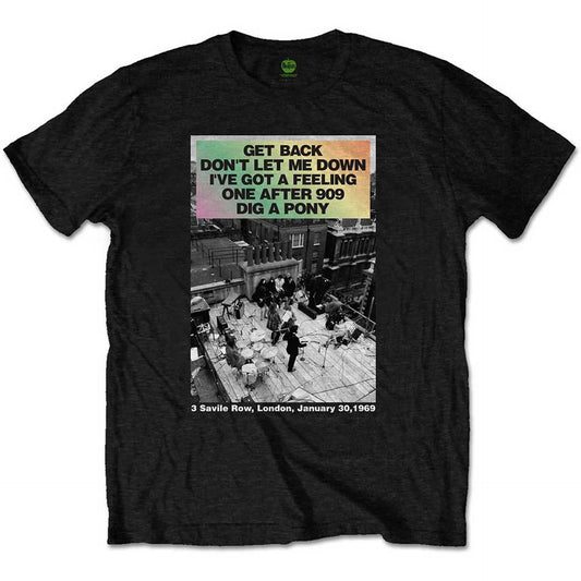 The Beatles Black T Shirt - Rooftop Songs Gradient