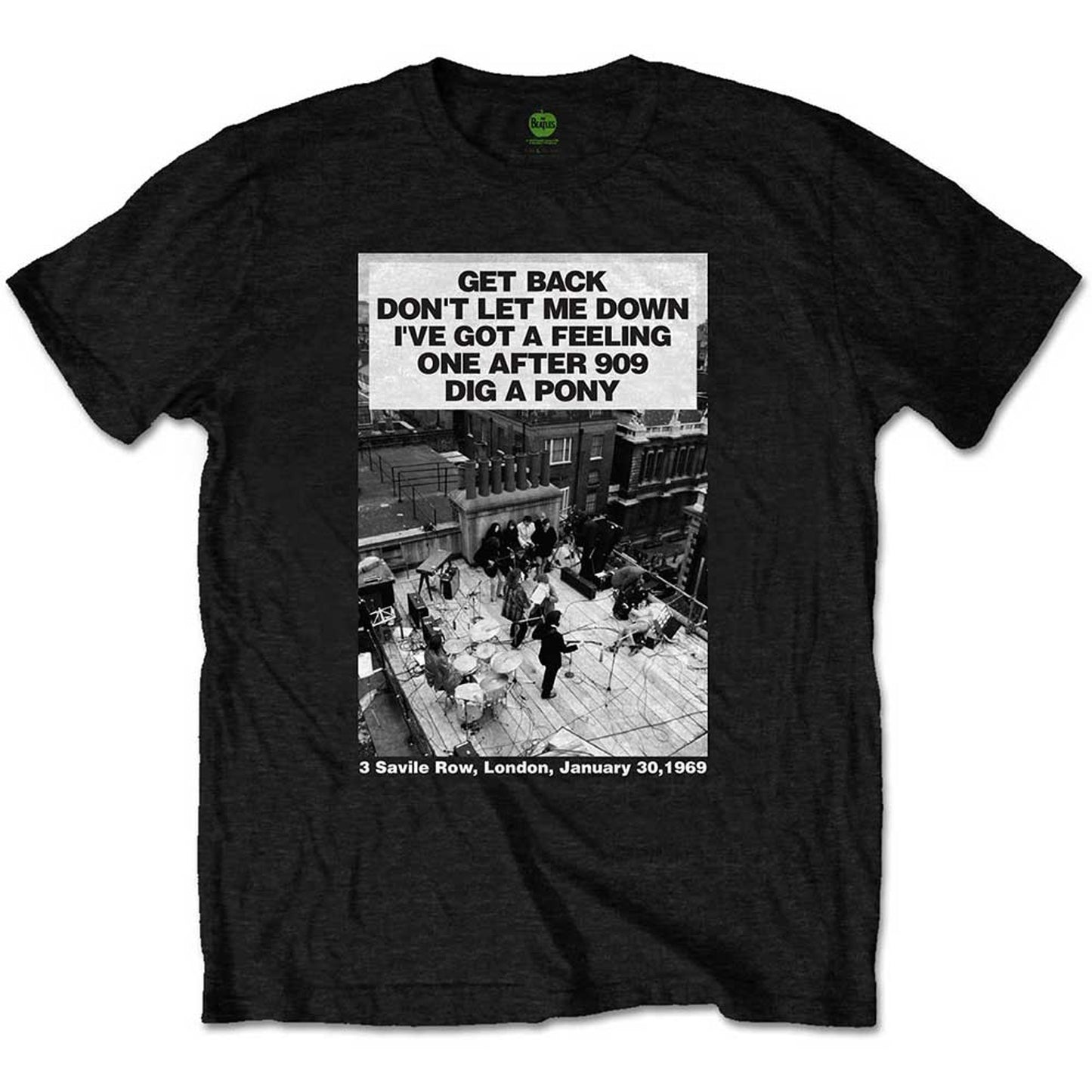 The Beatles Black T Shirt - Rooftop Songs