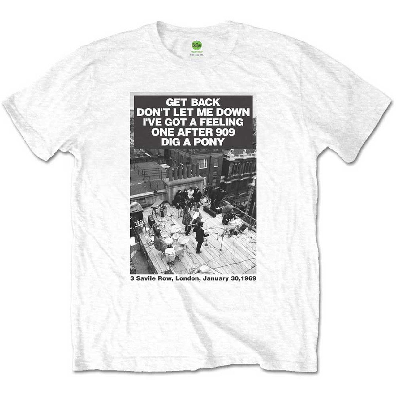 The Beatles White T Shirt - Rooftop Songs