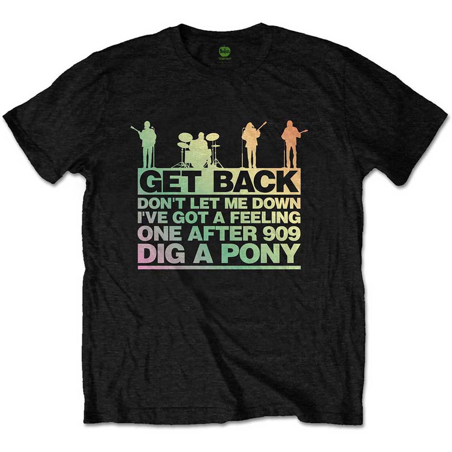 The Beatles Black T Shirt - Get Back Gradient