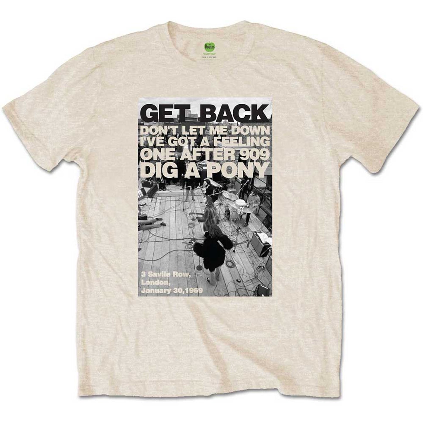 The Beatles Natural T Shirt - Rooftop Shot