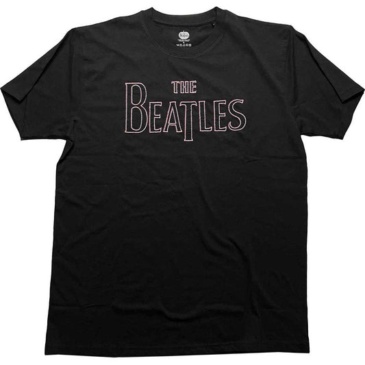 The Beatles Black T Shirt - Drop T Embroidered