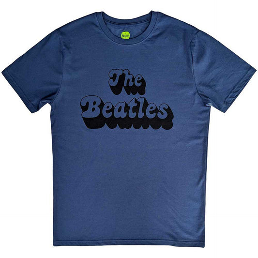The Beatles Denim T Shirt - Text Logo Shadow