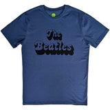 The Beatles Denim T Shirt - Text Logo Shadow
