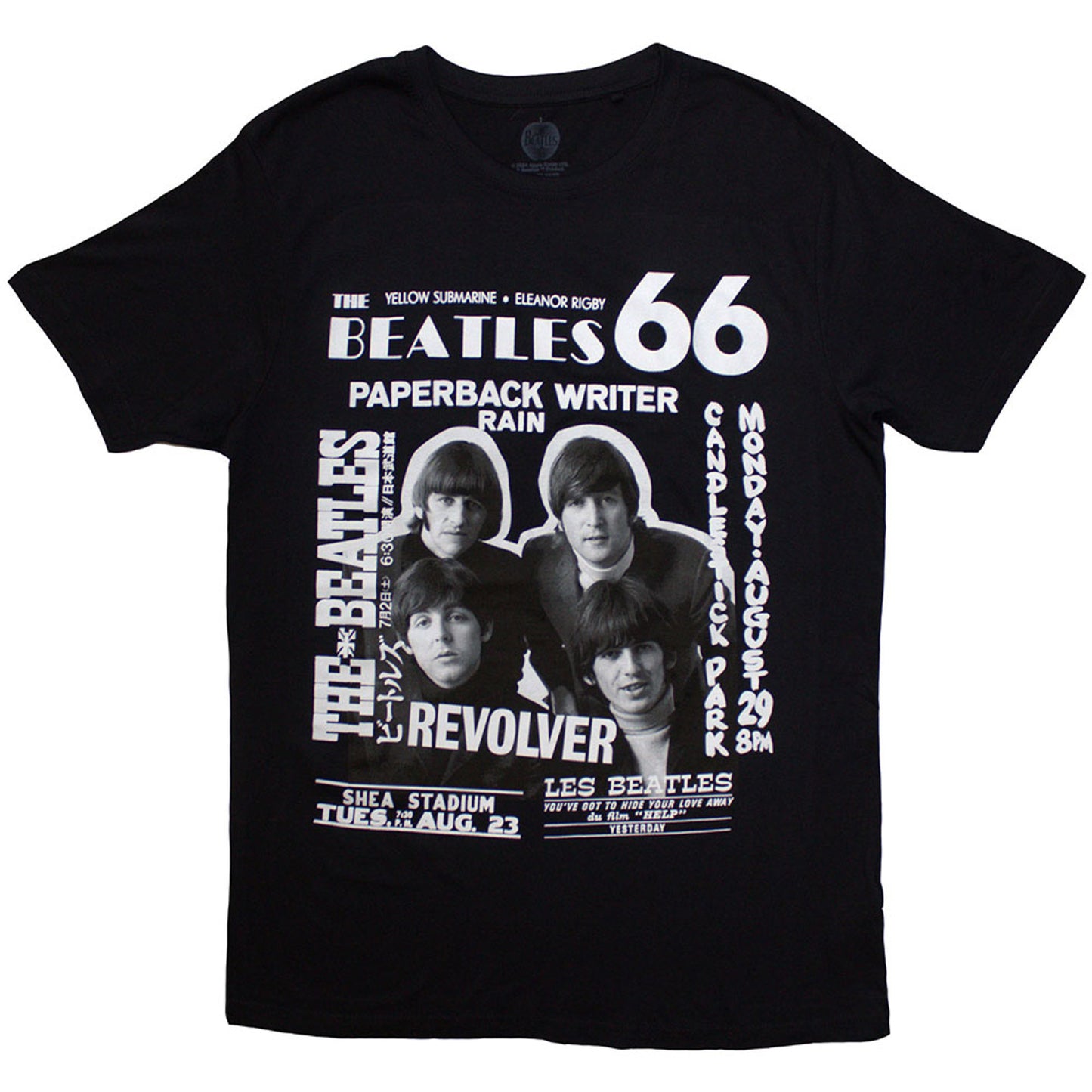 The Beatles Black T Shirt - 1966