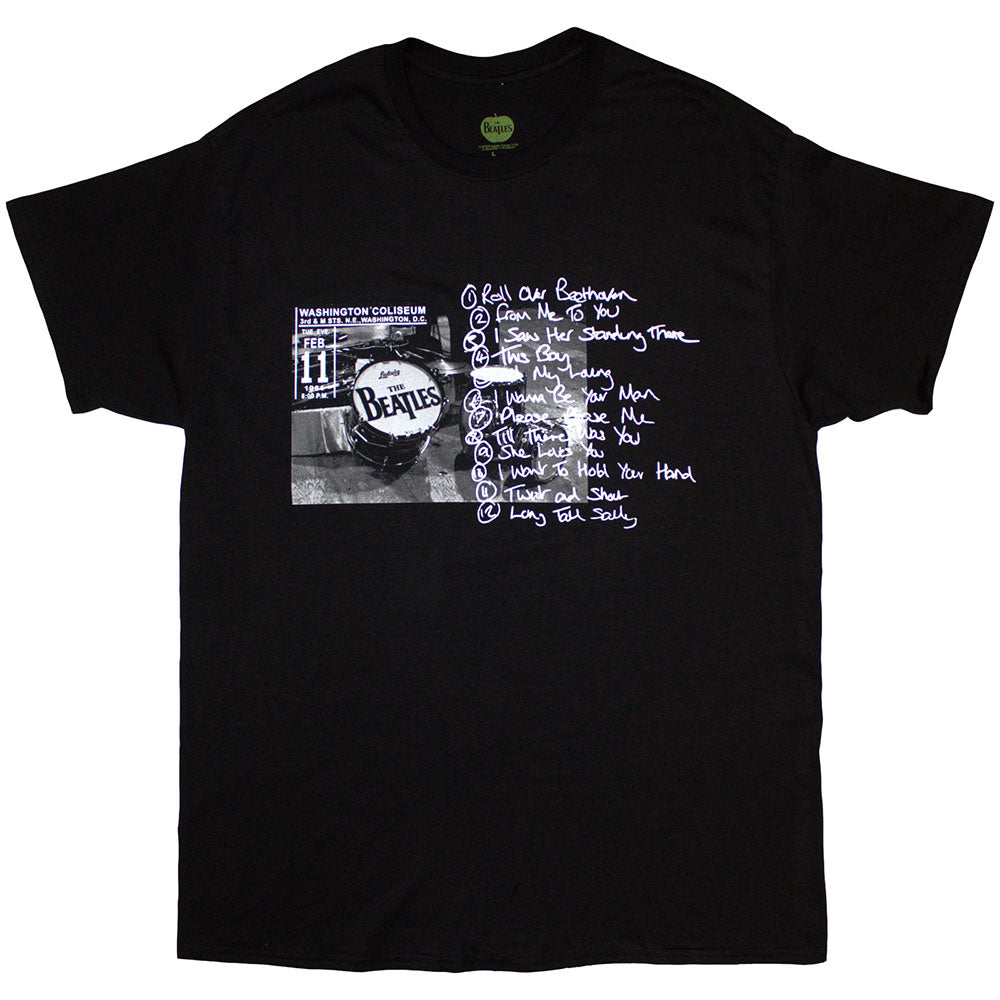 The Beatles T Shirt - Washington '64 Drum Photo & Setlist