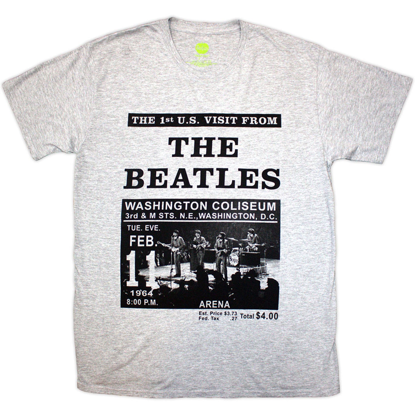 The Beatles Grey T Shirt - Washington '64 Promo