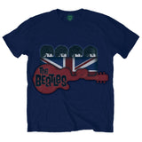 The Beatles Navy T Shirt - Guitar & Flag