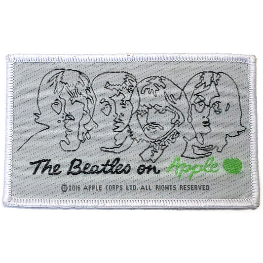 The Beatles Patches - Woven Sew On - Beatles On Apple Black On White