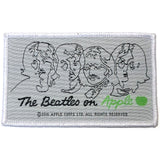 The Beatles Patches - Woven Sew On - Beatles On Apple Black On White