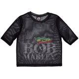 Bob Marley Women's Mesh Short Sleeve Crop Top - Logo