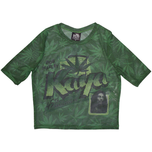 Bob Marley Women's Mesh Short Sleeve Crop Top - Kaya