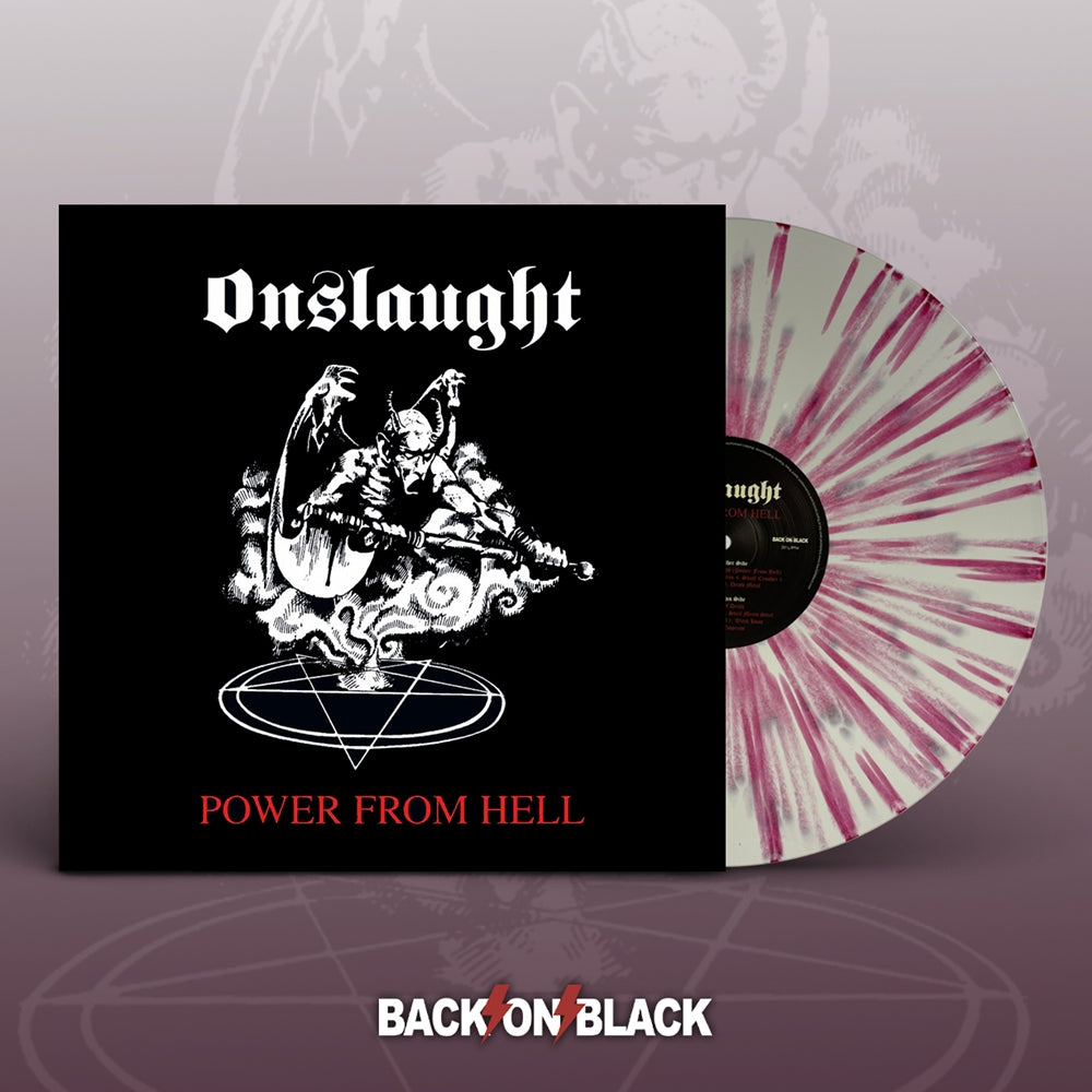 Onslaught LP - Power From Hell (White W/ Red Splatter Vinyl) | Buy Now For 40.99