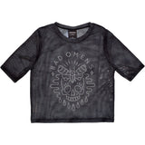 Bad Omens Women's Mesh Short Sleeve Crop Top - Moth Skull