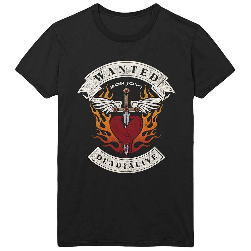 Bon Jovi T Shirt - Wanted Flames