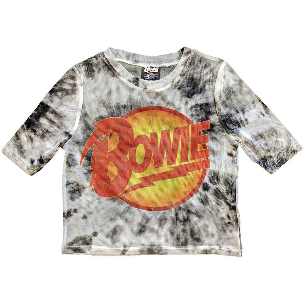 David Bowie Womens Mesh Short Sleeve Crop Top - Diamond Dogs Logo