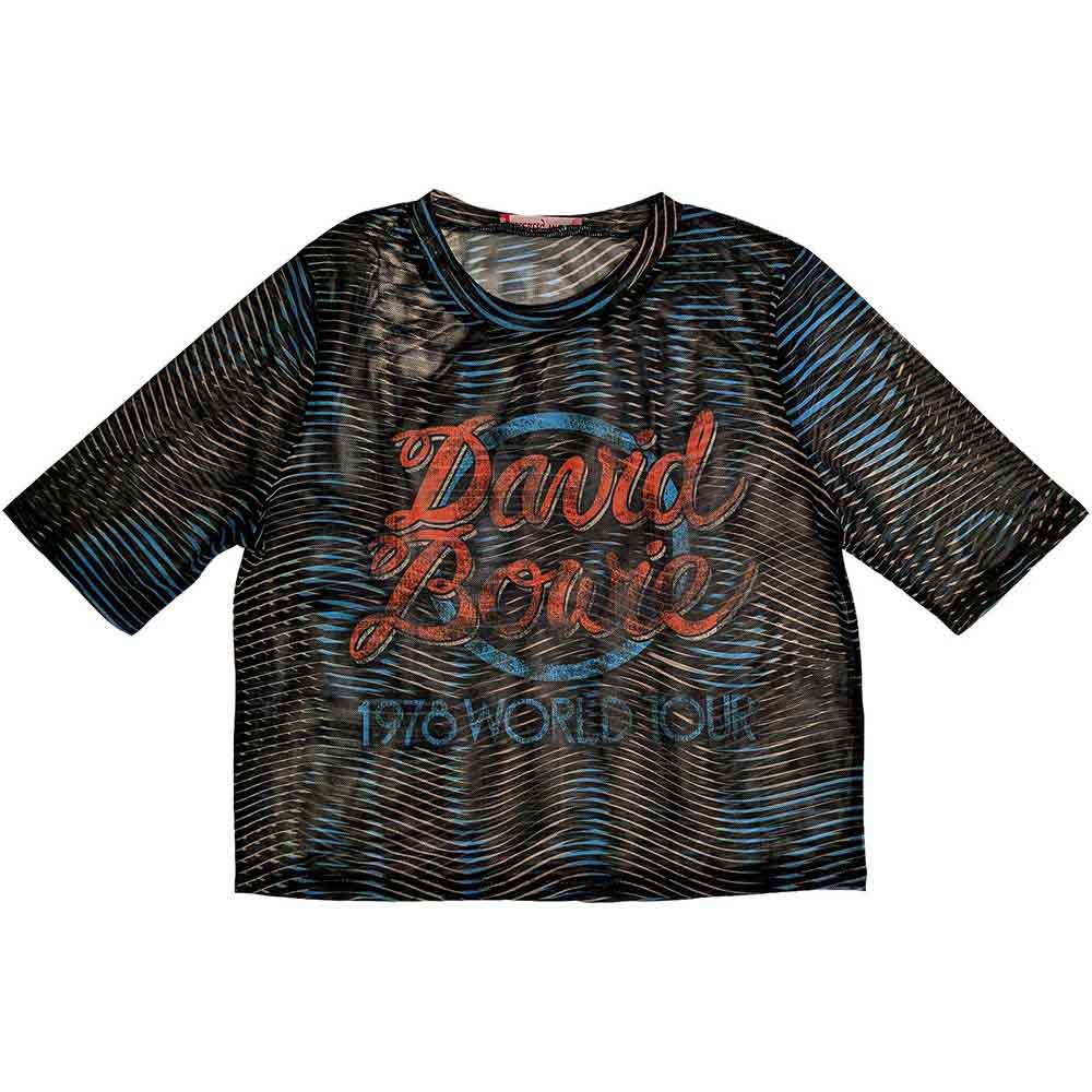 David Bowie Womens Mesh Short Sleeve Crop Top - 1978 World Tour