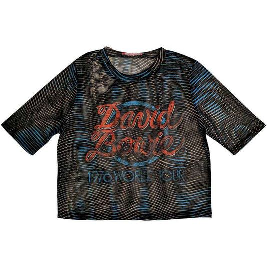 David Bowie Womens Mesh Short Sleeve Crop Top - 1978 World Tour
