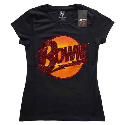 David Bowie Woman's T Shirt - Diamond Dogs Logo Diamante