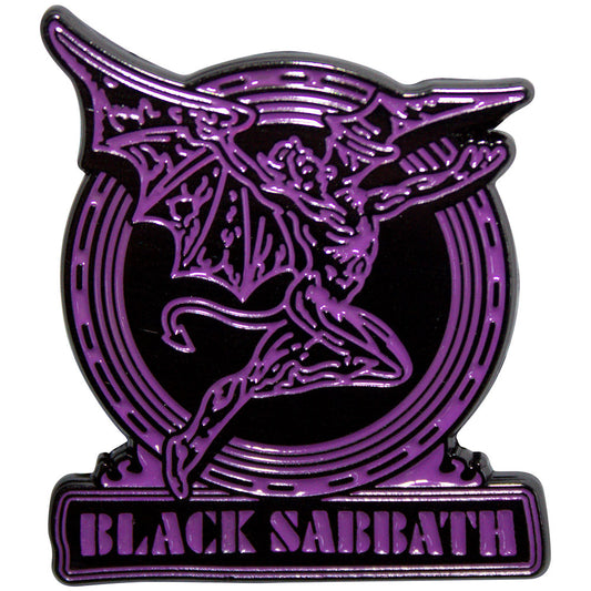 Black Sabbath Pin - Badge - Purple Text Logo & Daemon