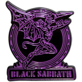 Black Sabbath Pin - Badge - Purple Text Logo & Daemon