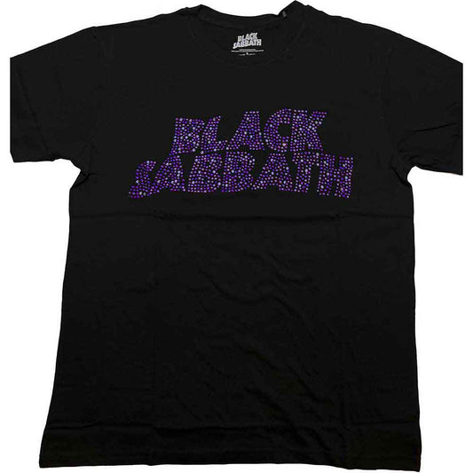 Black Sabbath T Shirt - Wavy Logo Diamante