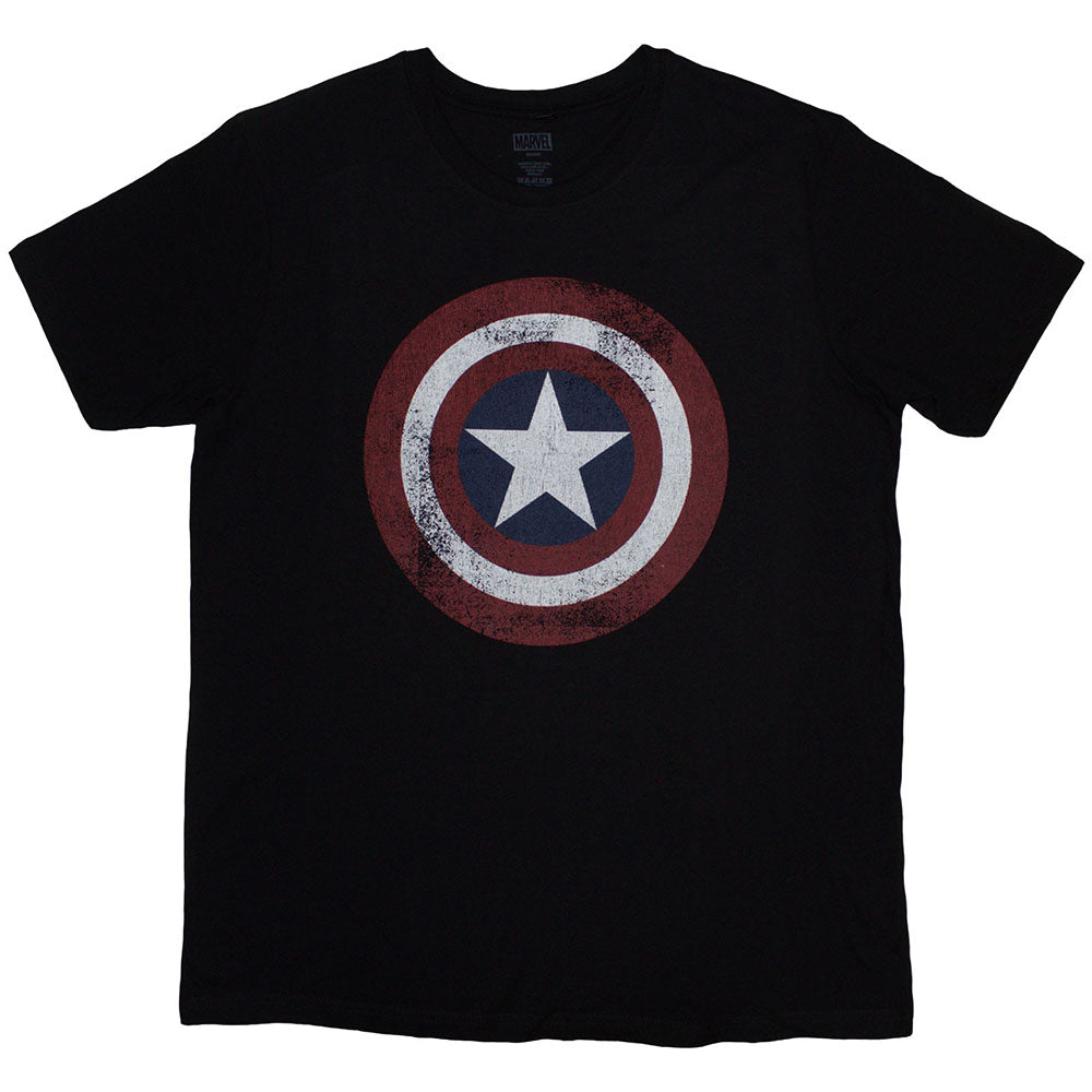 Marvel Comics T Shirt - Captain America Distress Shield | Buy Now For 19.99