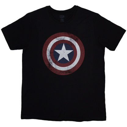 Marvel Comics T Shirt - Captain America Distress Shield | Buy Now For 19.99