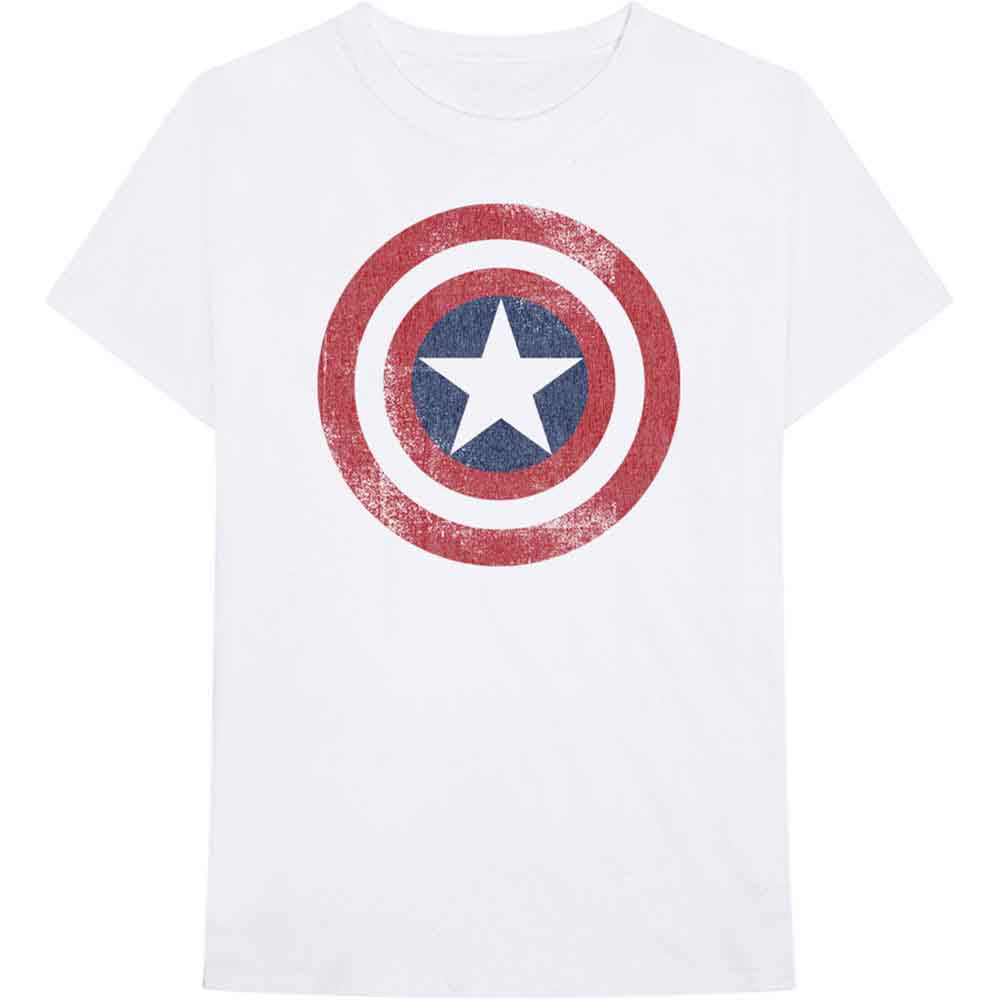 Marvel Comics T Shirt - Captain America Distress Shield | Buy Now For 19.99