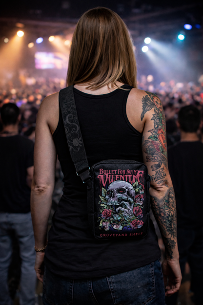 Rocksax Bullet For My Valentine Crossbody Bag - Skull Red Eyes