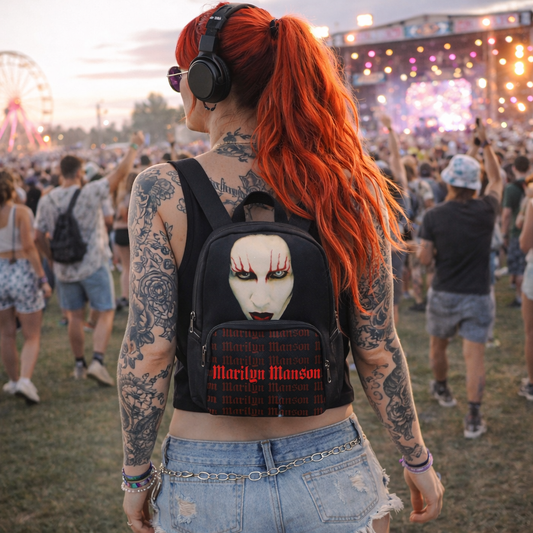 Rocksax Marilyn Manson Mini Backpack - Logo / Red Lips