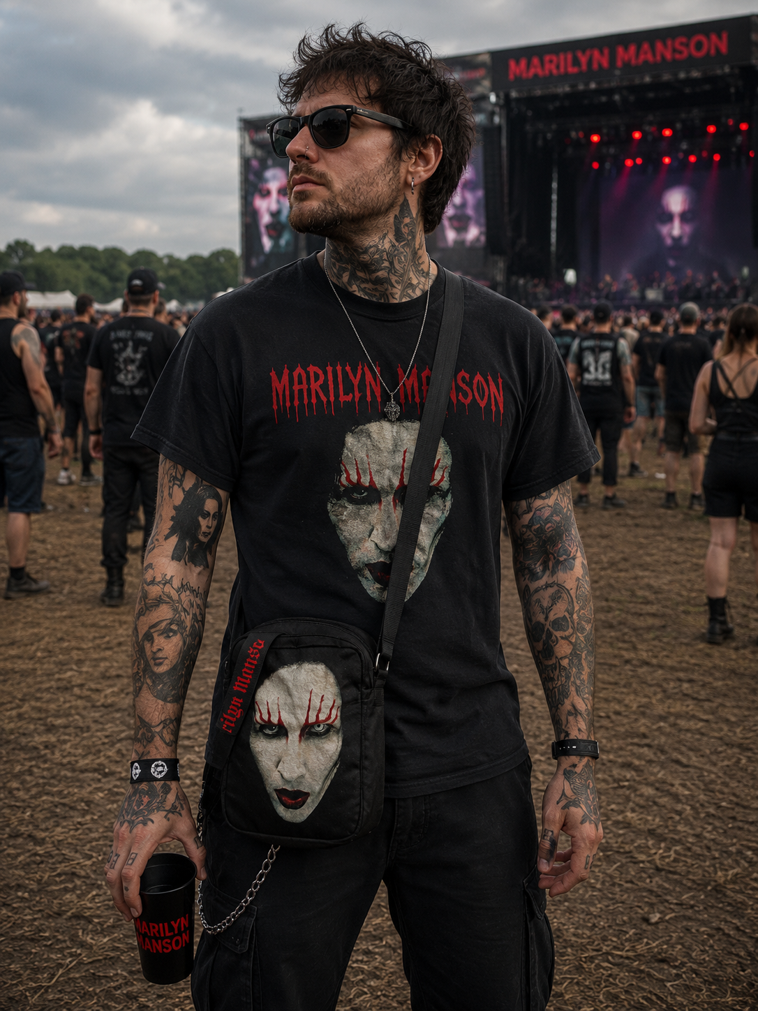 Rocksax Marilyn Manson Crossbody Bag - Red Lips