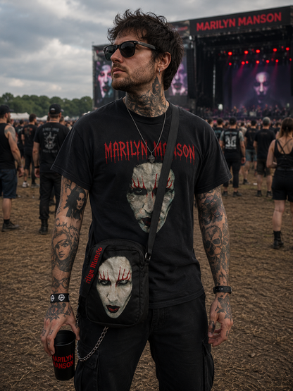 Rocksax Marilyn Manson Crossbody Bag - Red Lips