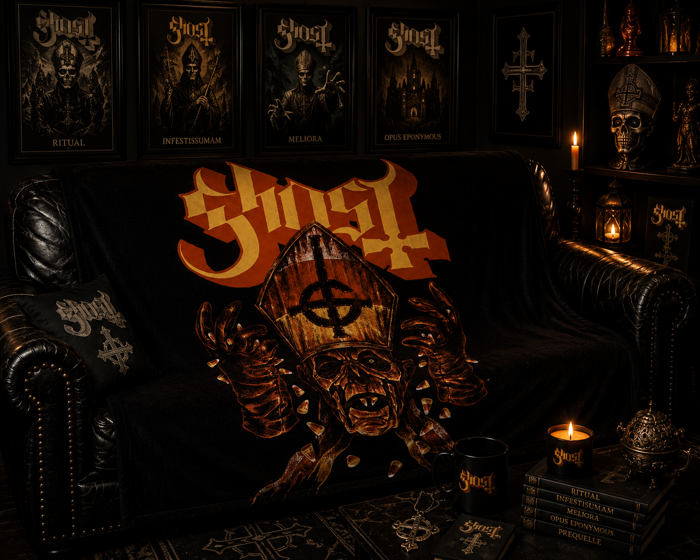 Rocksax Ghost Blanket - Candy Corn
