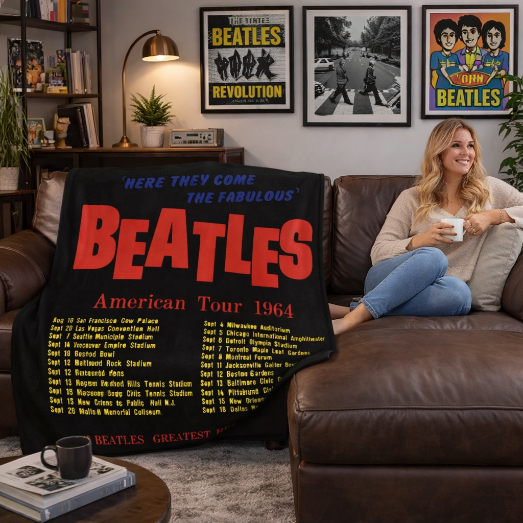 Rocksax The Beatles Blanket - America Tour Black