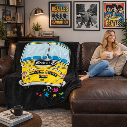 Rocksax The Beatles Blanket - Magical Mystery Tour Bus